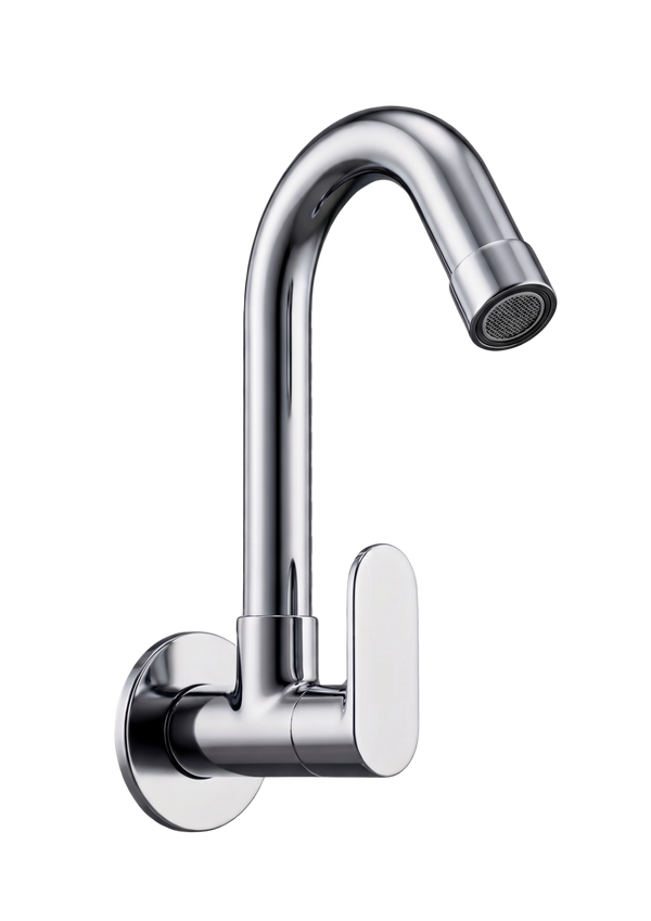 Sink Cock With Swivel Spout And Wall Flange