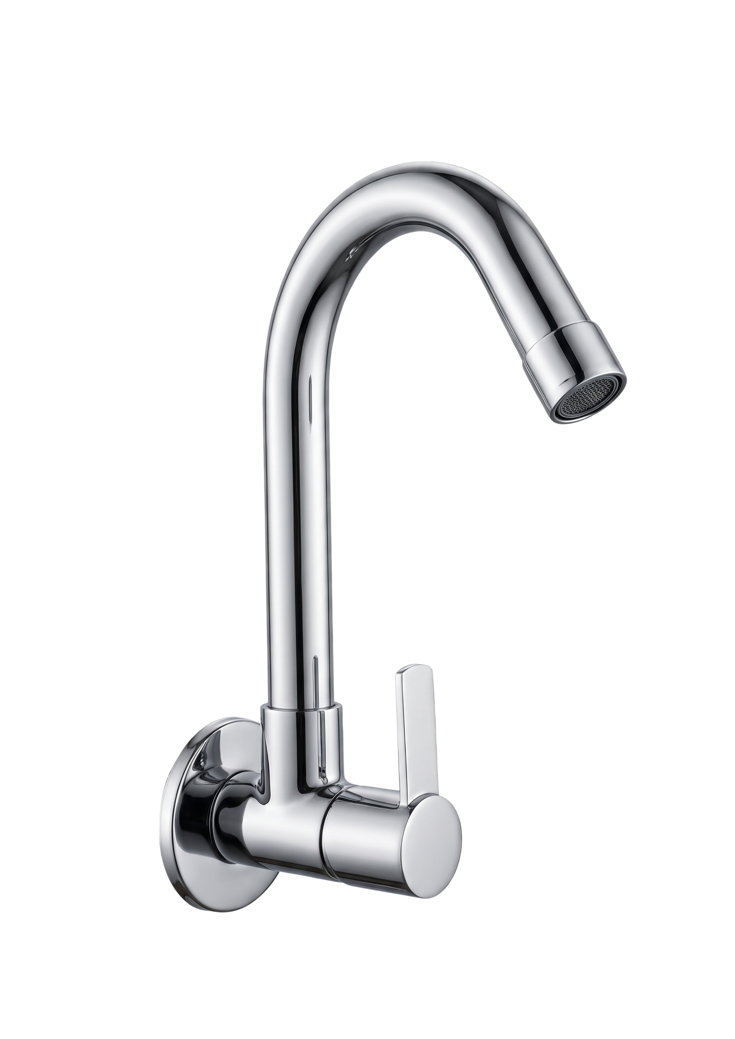 Sink Cock J Shaped Swivel Spout And Wall Flange