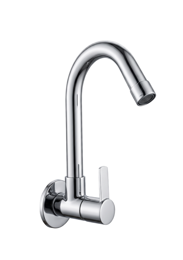 Sink Cock J Shaped Swivel Spout And Wall Flange