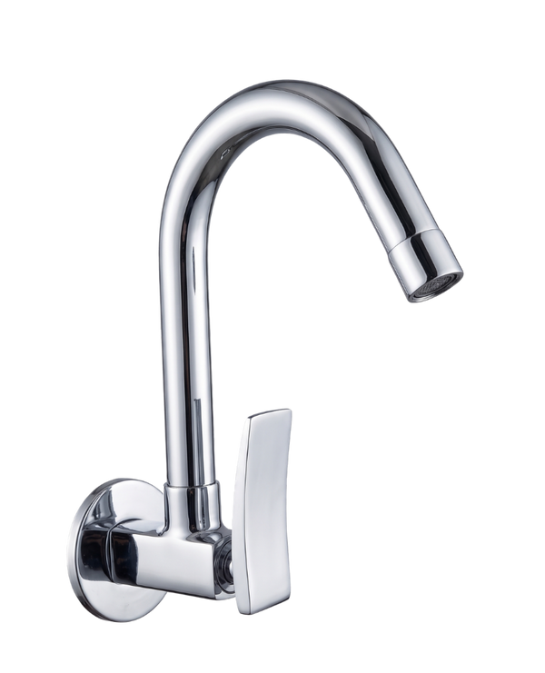 Sink Cock J Shaped Swivel Spout And Wall Flange