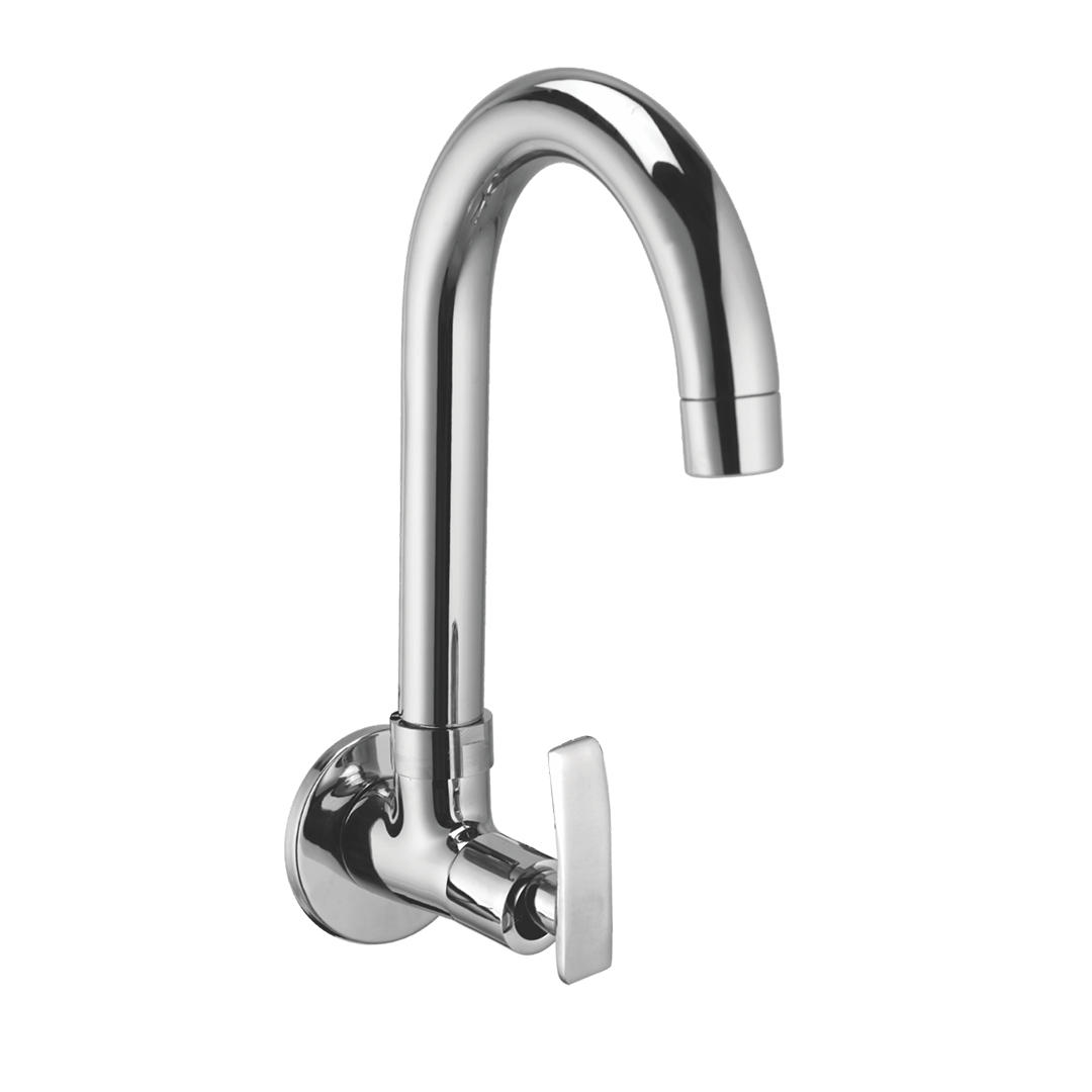 Sink Cock With Swivel Spout And Wall Flange