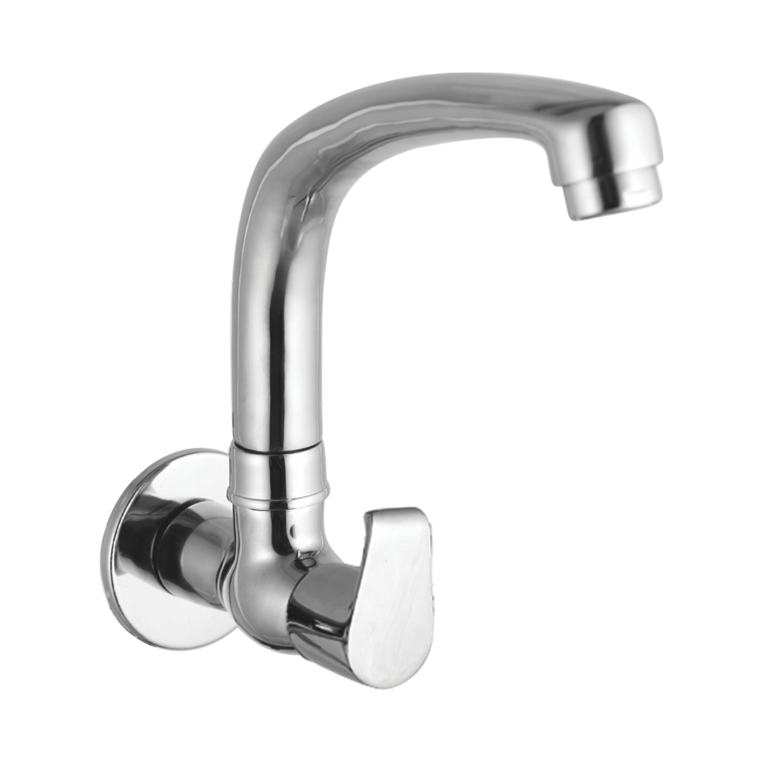 Sink Cock With Cast Spout And Wall Flange