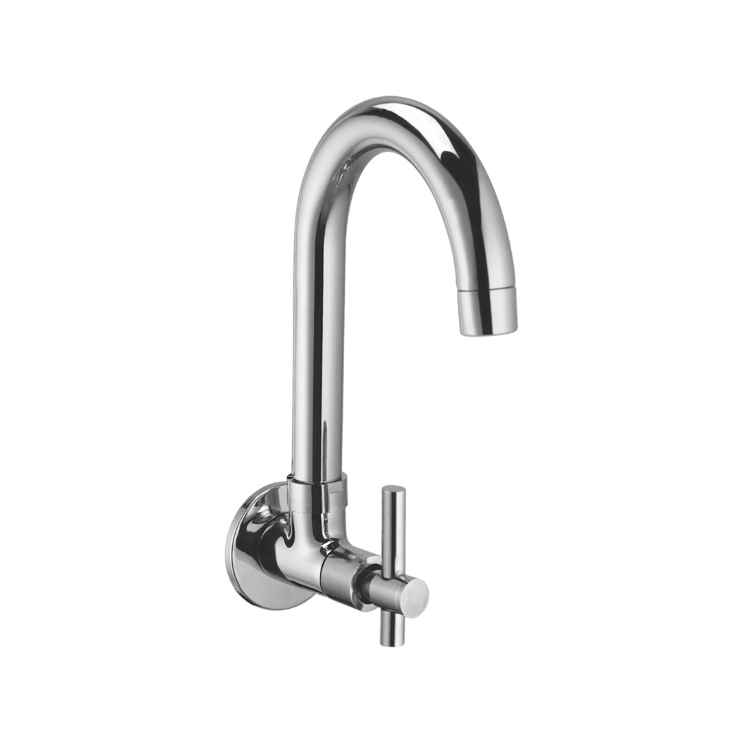 Sink Cock With Swivel Spout And Wall Flange