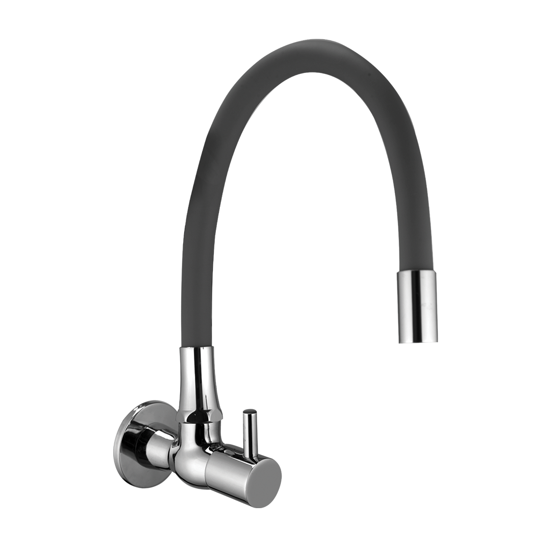Meta Sink Cock WIth Flexible Spout 'Grey' And Wall Flange