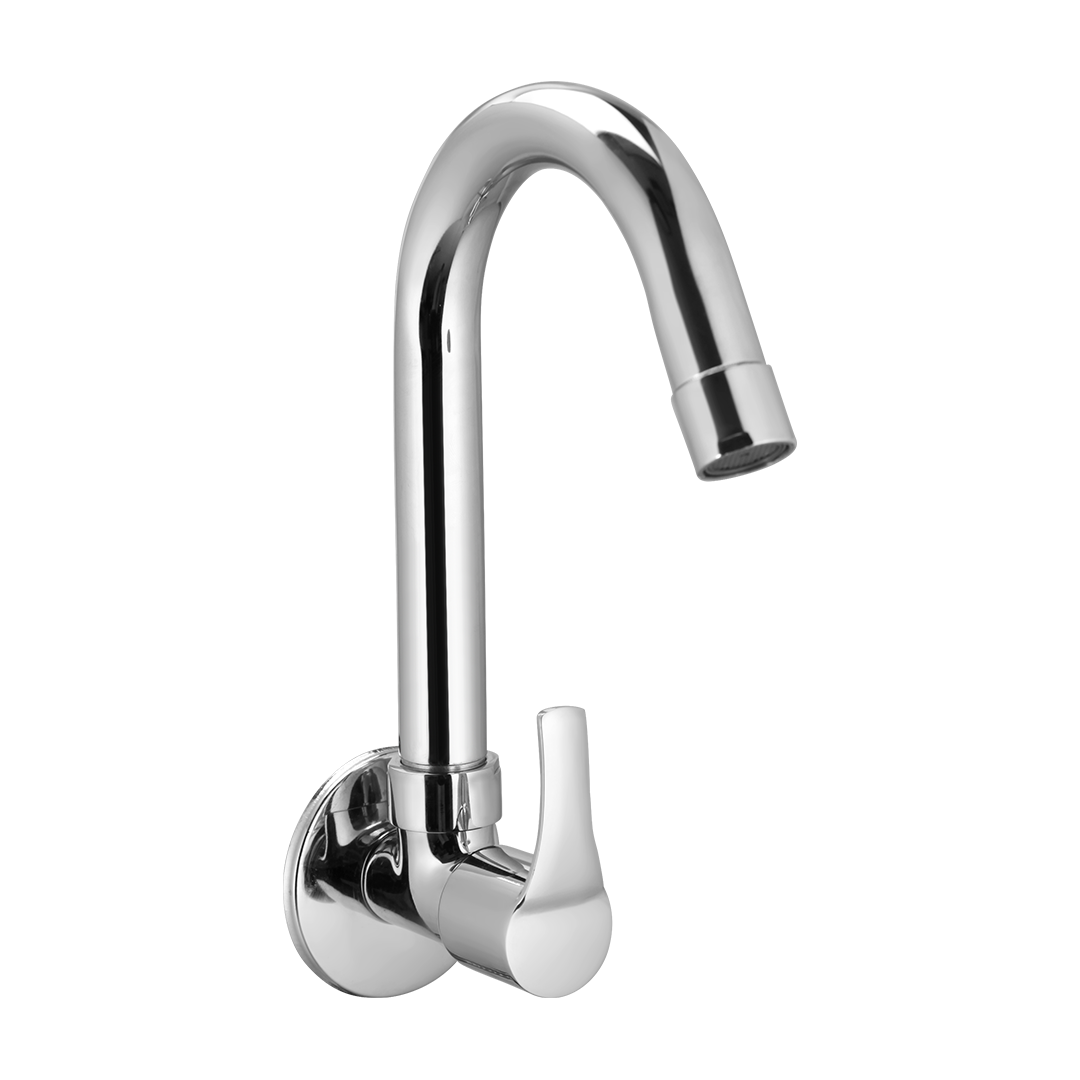 Sink Cock With Swivel Spout And Wall Flange