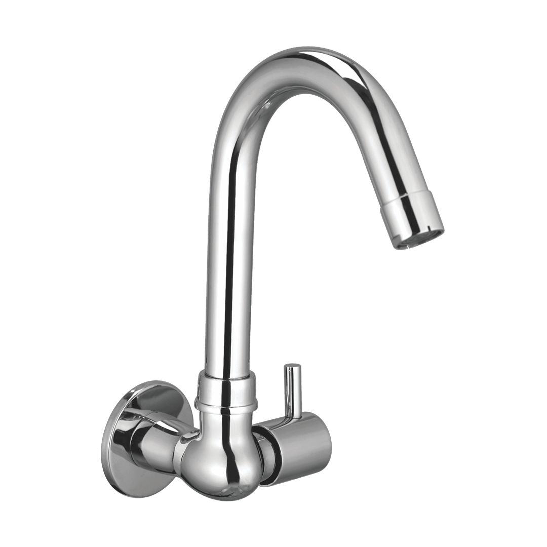 Sink Cock With Swivel Spout And Wall Flange