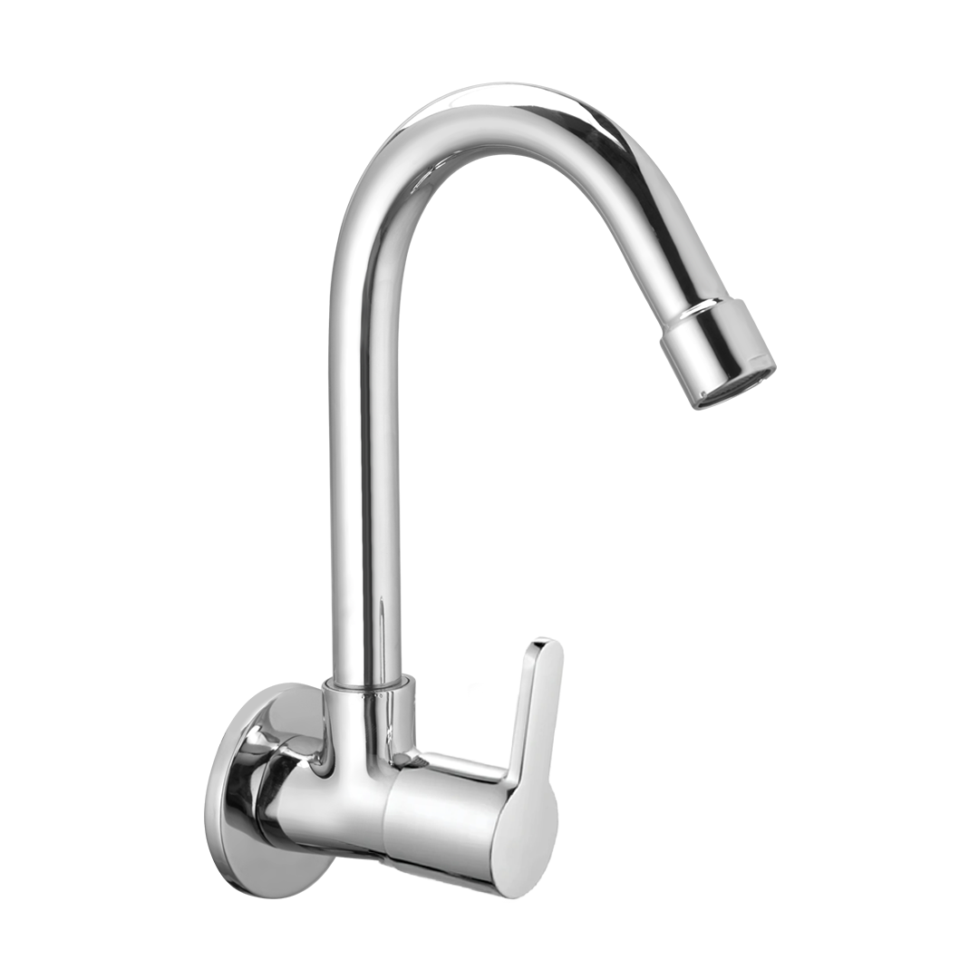 Sink Cock With Swivel Spout And Wall Flange