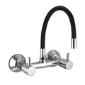 Meta Sink Mixer Wall Mounted With Flexible Spout 'Black', Connecting Legs And Wall Flange