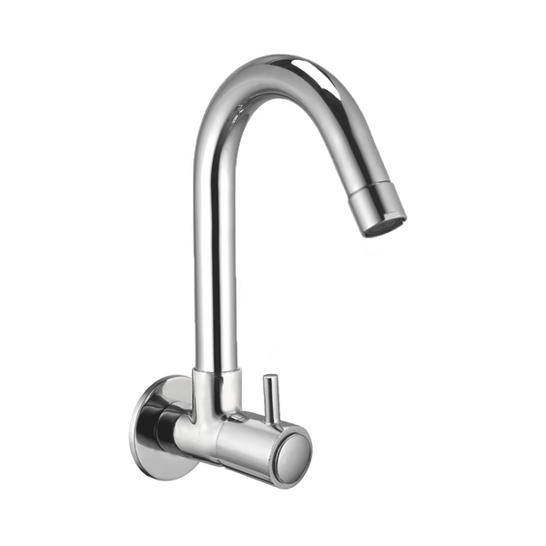 Sink Cock With Swivel Spout And Wall Flange
