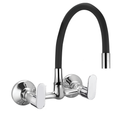 Devyn Sink Mixer Wall Mounted With Flexible Spout 'Black', Connecting Legs And Wall Flange