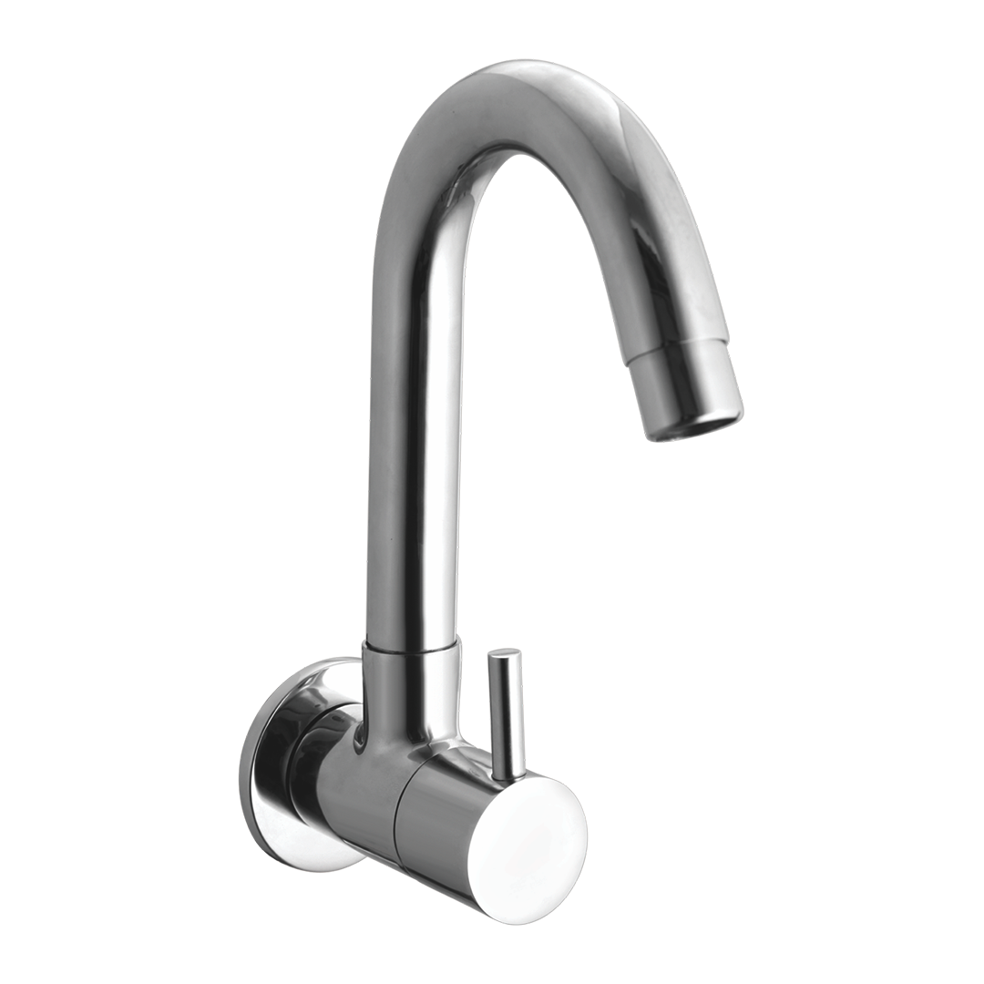 Sink Cock With Swivel Spout And Wall Flange