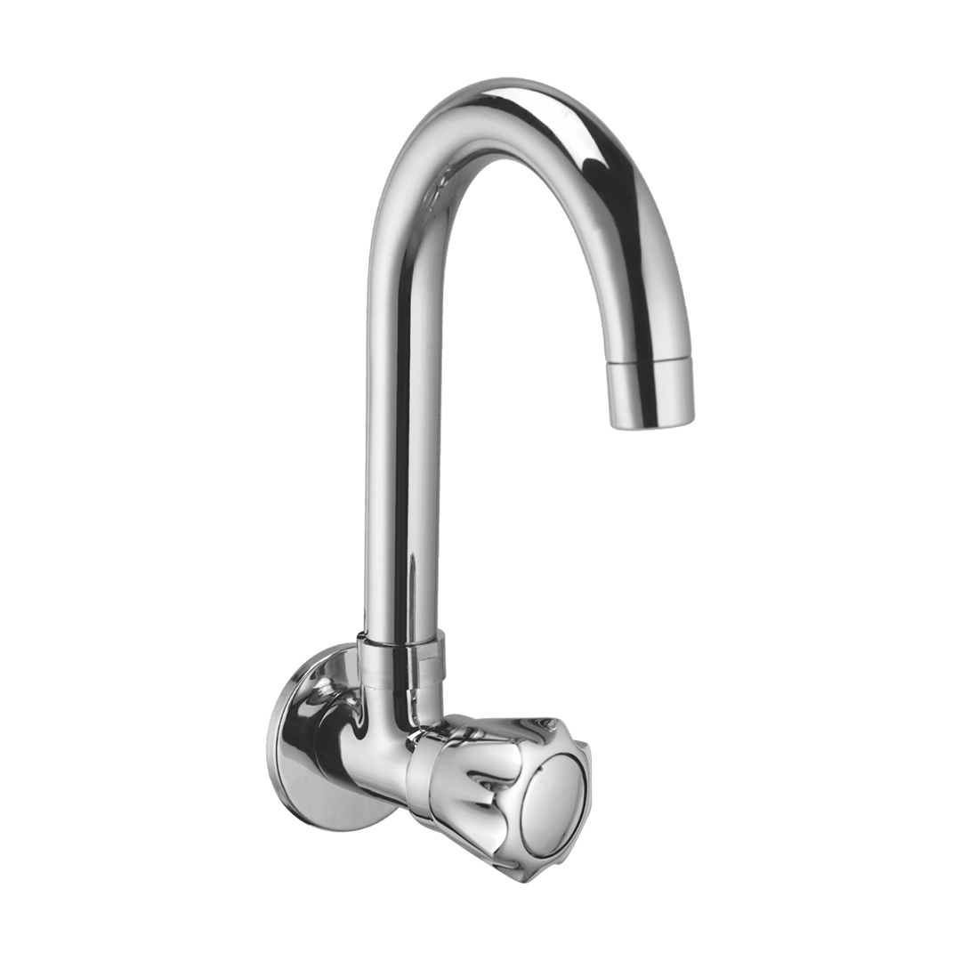 Sink Cock With Swivel Spout And Wall Flange