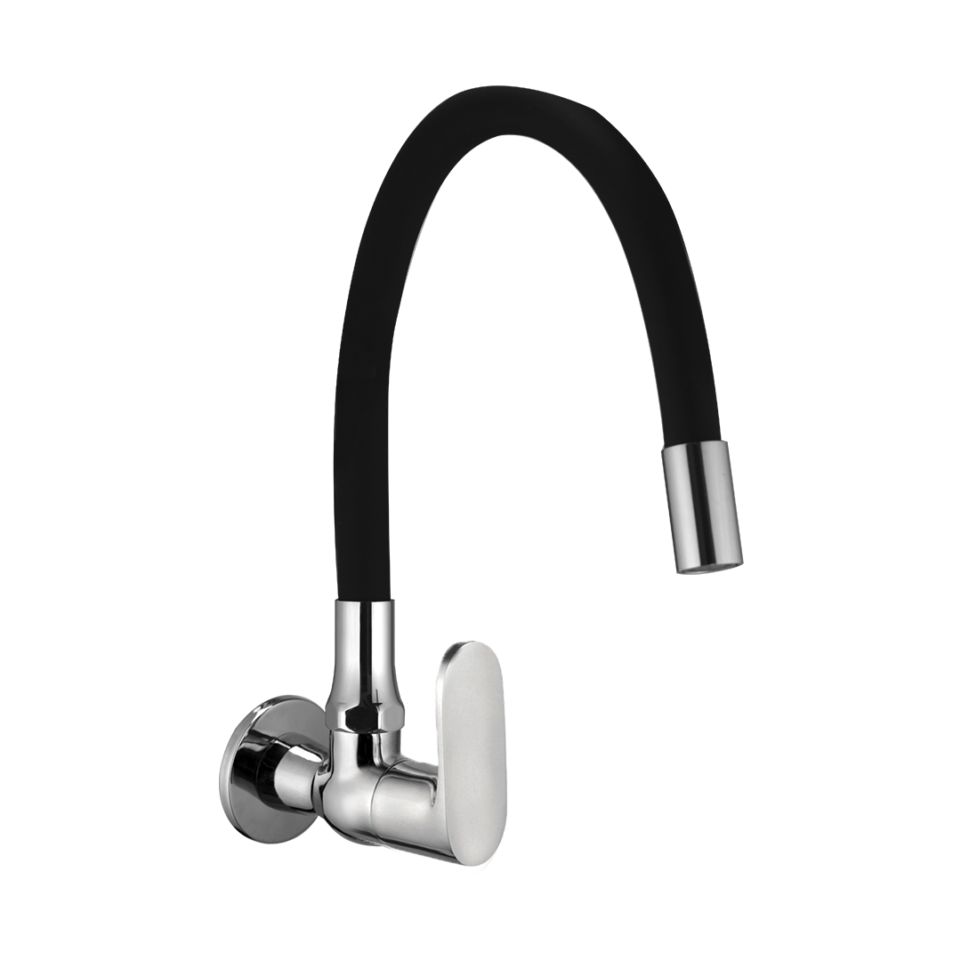 Devyn Sink Cock With Flexible Spout 'Black' And Wall Flange
