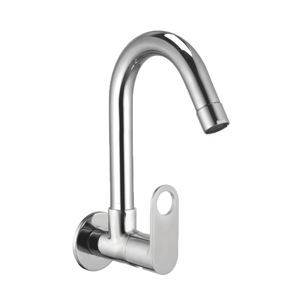 Sink Cock With Swivel Spout And Wall Flange