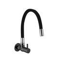 Meta Sink Cock Black With Flexible Spout 'Black' And Wall Flange