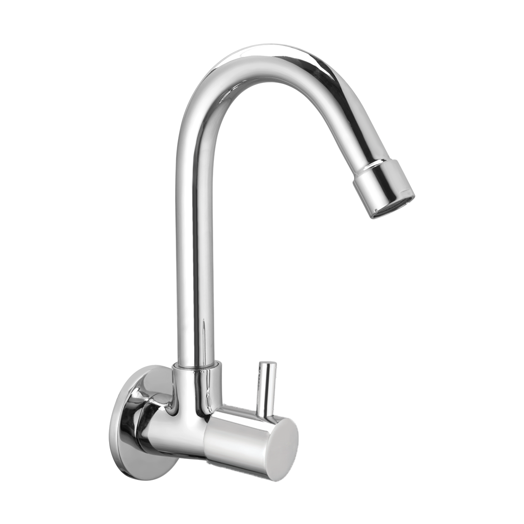 Sink Cock 'R' With Swivel Spout And Wall Flange