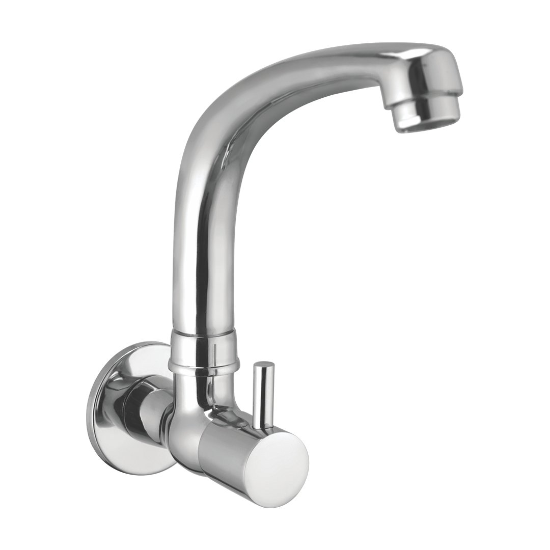 Sink Cock With Cast Spout And Wall Flange