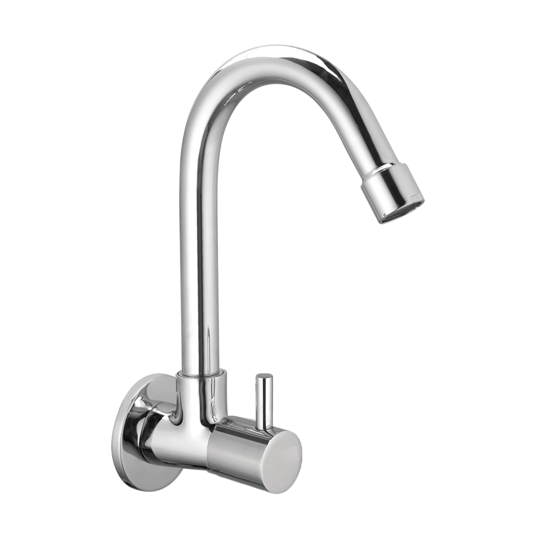 Sink Cock With Swivel Spout And Wall Flange
