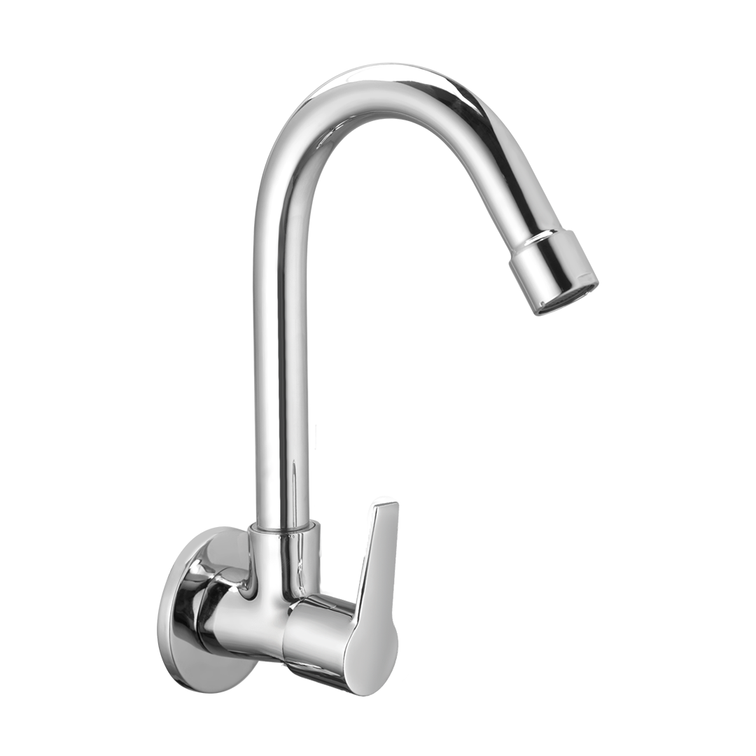 Sink Cock With Swivel Spout And Wall Flange
