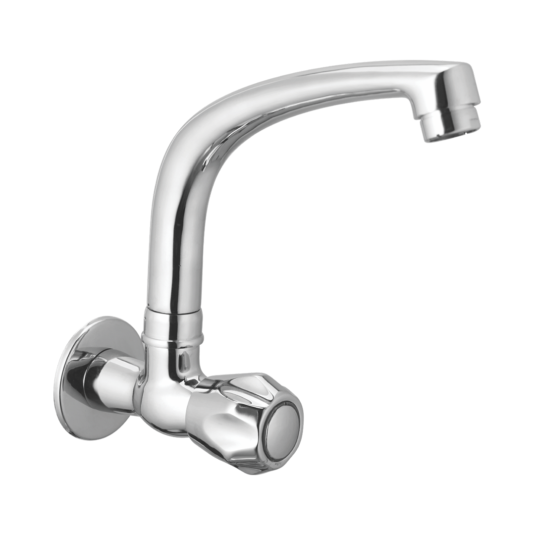 Sink Cock With Cast Spout And Wall Flange