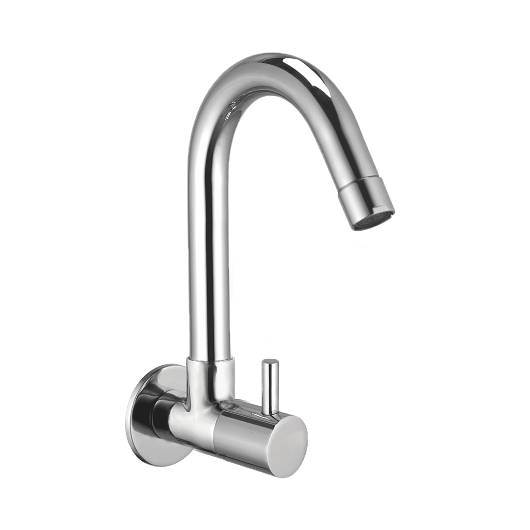 Sink Cock With Swivel Spout And Wall Flange