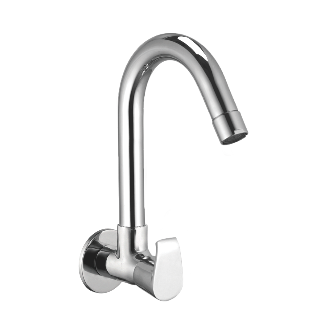 Sink Cock With Swivel Spout And Wall Flange
