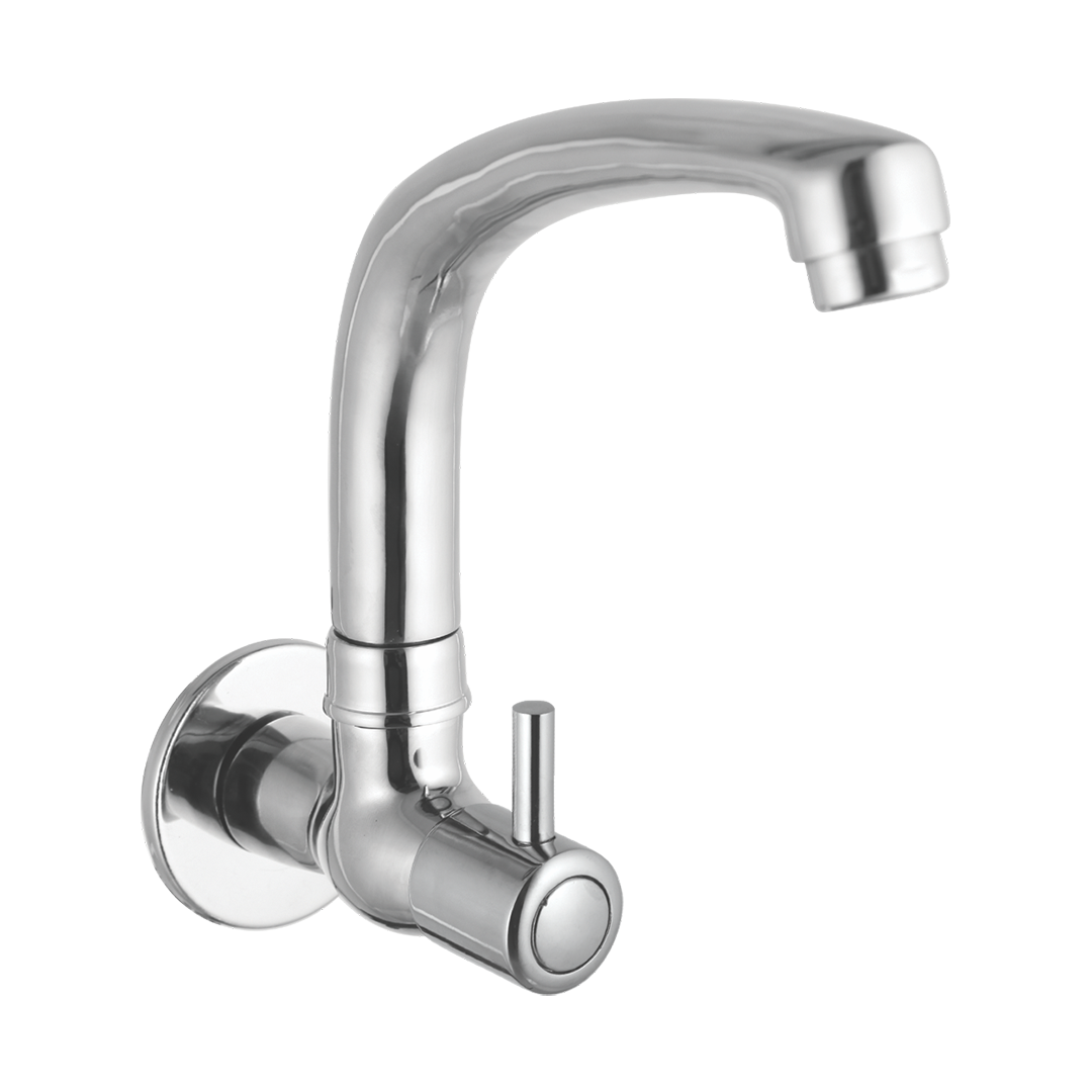Sink Cock With Cast Spout And Wall Flange