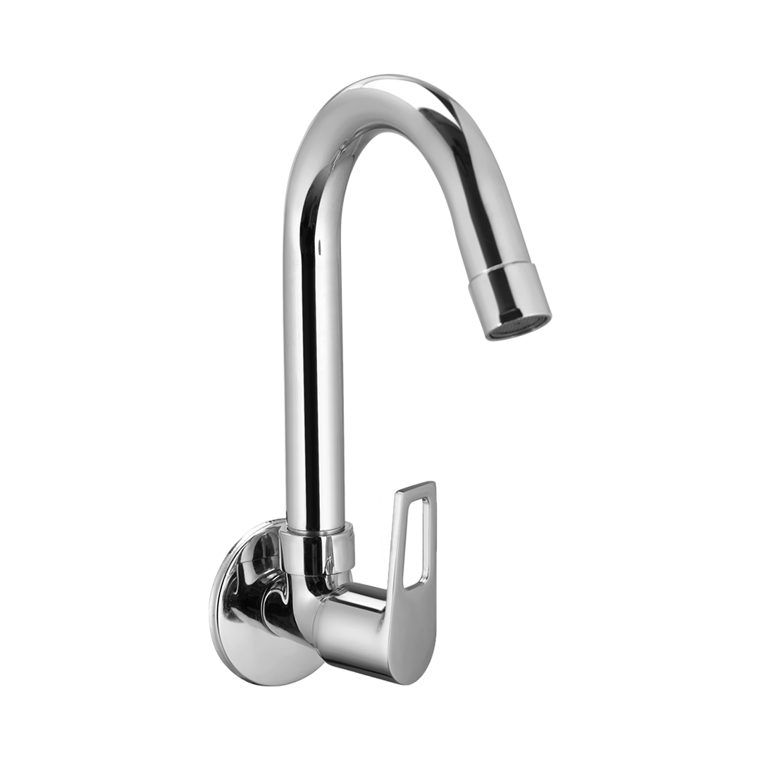 Sink Cock With Swivel Spout And Wall Flange