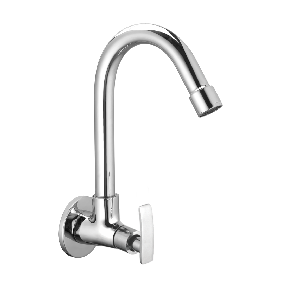 Sink Cock With Swivel Spout And Wall Flange