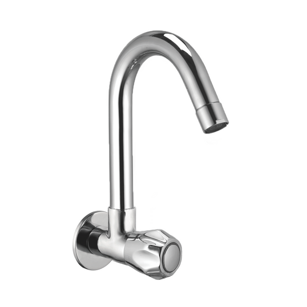 Sink Cock With Swivel Spout And Wall Flange