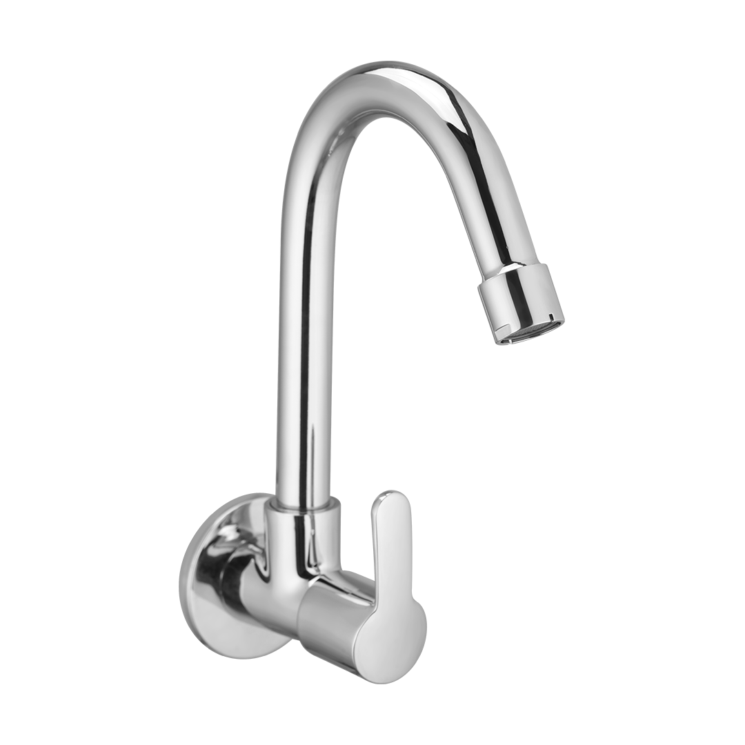 Sink Cock With Swivel Spout And Wall Flange