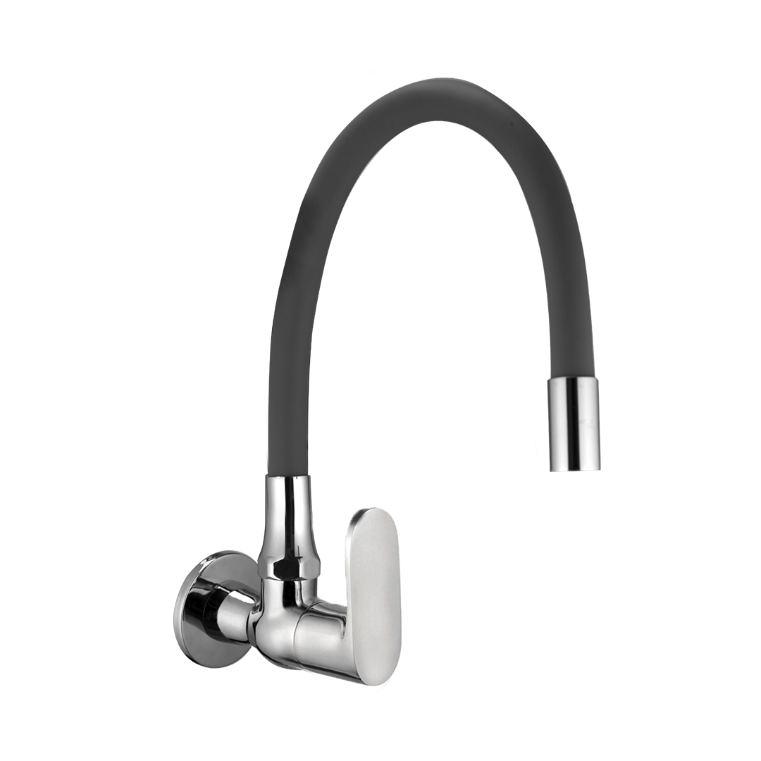 Devyn Sink Cock WIth Flexible Spout 'Grey' And Wall Flange