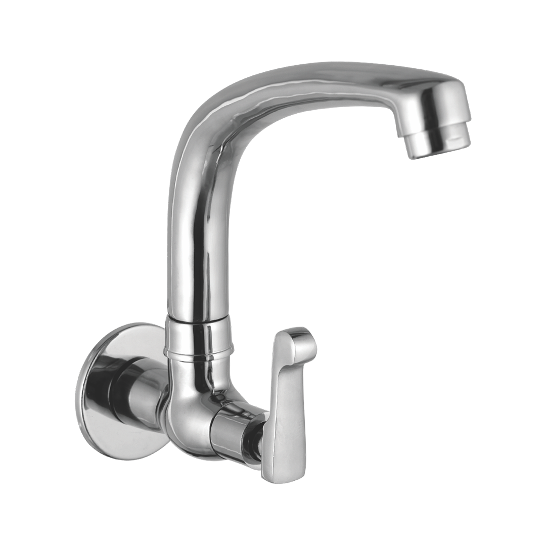 Sink Cock With Cast Spout And Wall Flange